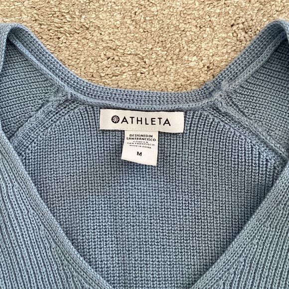 Athleta Sky Blue V-Neck Sweater medium - Picture 3 of 6